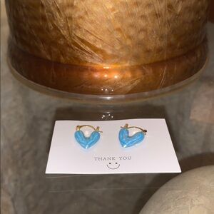 Elegant Heart-Shaped Gold and Blue Earrings